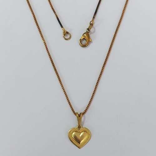 GARGANTILHA NO BRUTO PRONTO PARA O BANHO(4035) - COM CORRENTE VENEZIANA DE 45CM - PINGENTE CORAÇÃO LISO COM BORDA 10MM PESO: 2,6GR - BRU0003690