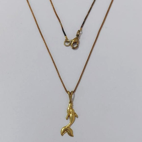 GARGANTILHA NO BRUTO PRONTO PARA O BANHO(5242) - COM CORRENTE VENEZIANA DE 45CM - PINGENTE SEREIA 20MM PESO: 2,6GR - BRU0003691