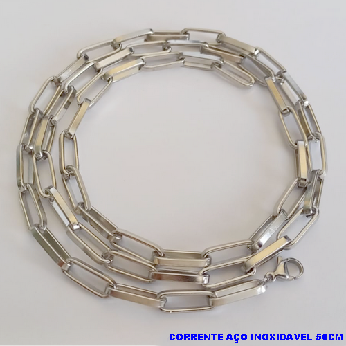 CORRENTE EM AÇO INOXIDAVEL PRONTA COM FECHO LAGOSTA (TAMANHO 50CM) LARGURA 5.6MM - (AÇO22) AÇO2290