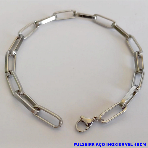 PULSEIRA EM AÇO INOXIDAVEL PRONTA COM FECHO LAGOSTA (TAMANHO 18CM) LARGURA 5.6MM - (AÇO22) AÇO2292