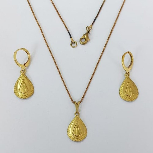 CONJUNTO NO BRUTO PRONTO PARA O BANHO COM CORRENTE VENEZIANA DE 45CM (100% LATÃO )(E2216) - PINGENTES NOSSA SENHORA APARECIDA 12MM-( PESO: 4,5GR - BRU0003700