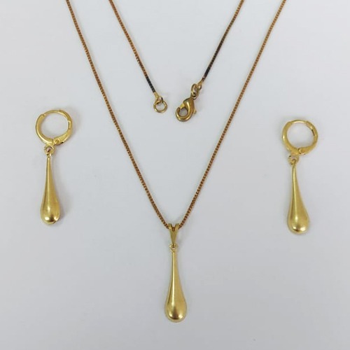 CONJUNTO NO BRUTO PRONTO PARA O BANHO COM CORRENTE VENEZIANA DE 45CM (100% LATÃO )(E2175) - PINGENTES FORMATO GOTA LISA E FINA 6MM-( PESO: 4,0GR - BRU0003703