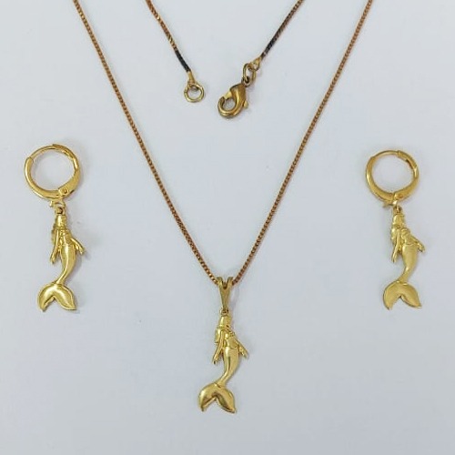 CONJUNTO NO BRUTO PRONTO PARA O BANHO COM CORRENTE VENEZIANA DE 45CM (100% LATÃO )(5242) - PINGENTES SEREIA 20MM-( PESO: 4,6GR - BRU0003706