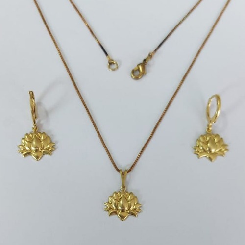 CONJUNTO NO BRUTO PRONTO PARA O BANHO COM CORRENTE VENEZIANA DE 45CM (100% LATÃO )(3332) - PINGENTES FLOR DE LOTUS 12MM- PESO: 5,2GR - BRU0003713