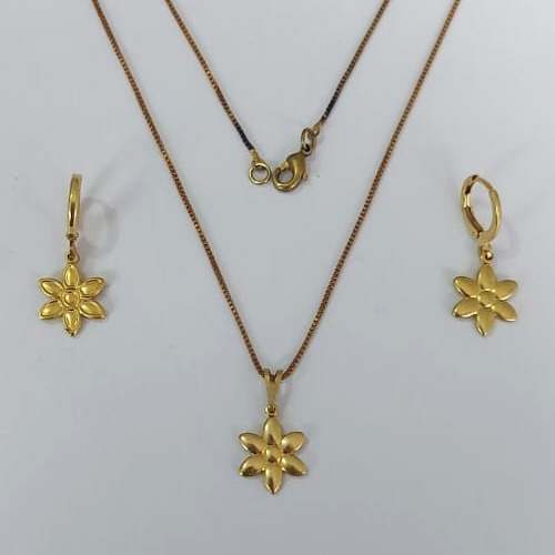 CONJUNTO NO BRUTO PRONTO PARA O BANHO COM CORRENTE VENEZIANA DE 45CM (100% LATÃO )(59) - PINGENTES MARGARIDA DUPLA 13MM- PESO: 4,9GR - BRU0003715