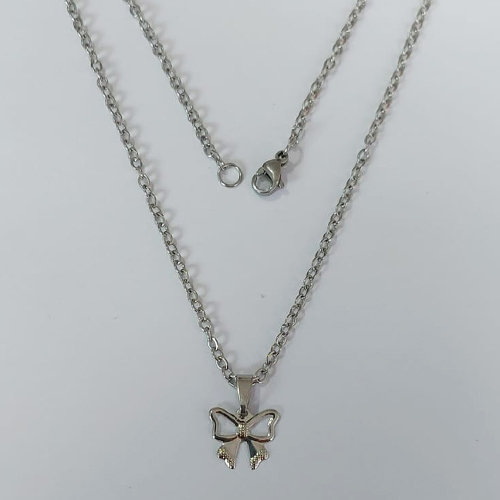 GARGANTILHA EM AÇO INOXIDÁVEL(CX147) - CORRENTE DE 45CM (03) PINGENTE LAÇO VAZADO 12MM AÇO2320