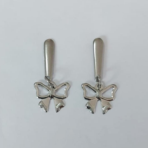 BRINCO EM AÇO INOXIDÁVEL(CX147) - BRINCO DE PINO BASE LISA COM PINGENTE LAÇO 12MM - COMPOSIÇÃO: AÇO INOXIDÁVEL - AÇO2343