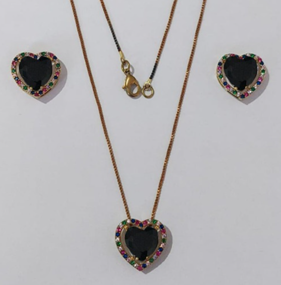 CONJUNTO NO BRUTO PRONTO PARA O BANHO CORRENTE VENEZIANA (BASE DE 15MM TODA CRAVEJADA EM MICRO ZIRCONIAS COLORIDA E PEDRA DE ZIRCONIA DE10MM CORAÇÃO(PEÇA EM ALTA FUSÃO) - PESO DO BRINCO 4,3GR - BRU3879