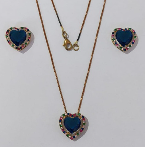 CONJUNTO NO BRUTO PRONTO PARA O BANHO CORRENTE VENEZIANA (BASE DE 15MM TODA CRAVEJADA EM MICRO ZIRCONIAS COLORIDA E PEDRA DE ZIRCONIA DE10MM CORAÇÃO(PEÇA EM ALTA FUSÃO) - PESO DO BRINCO 4,3GR - BRU3883