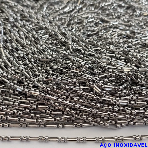 CORRENTE EM AÇO INOXIDAVEL(CORRENTE VENDIDA POR METRO)(BCOL058)LARGURA 2,5MM AÇO0123