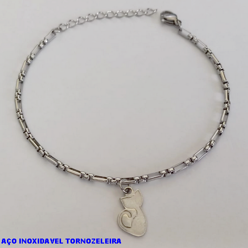 TORNOZELEIRA EM AÇO INOXIDAVEL (BCOL058)LARGURA 2,5MM (TAMANHO 25CM + EXTENSSOR )COM FECHO LAGOSTA AÇO0135