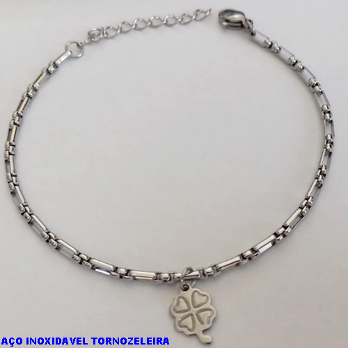 TORNOZELEIRA EM AÇO INOXIDAVEL (BCOL058)LARGURA 2,5MM (TAMANHO 25CM + EXTENSSOR )COM FECHO LAGOSTA AÇO0136