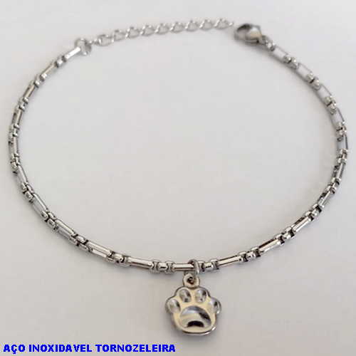 TORNOZELEIRA EM AÇO INOXIDAVEL (BCOL058)LARGURA 2,5MM (TAMANHO 25CM + EXTENSSOR )COM FECHO LAGOSTA AÇO0138