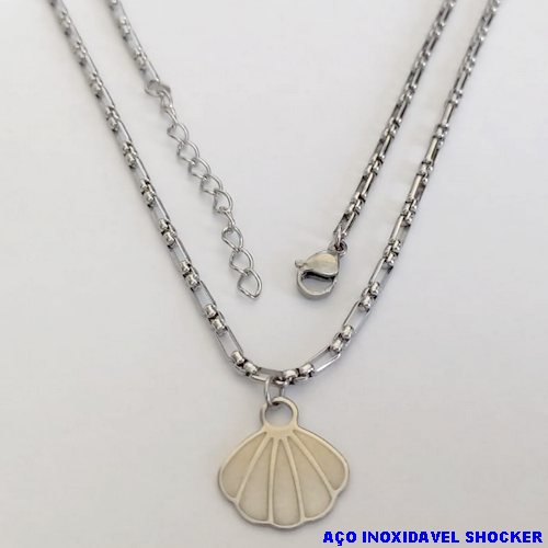 SHOCKER EM AÇO INOXIDAVEL()(BCOL058)LARGURA 2,5MM (TAMANHO 40CM + EXTENSSOR )COM FECHO LAGOSTA AÇO0140