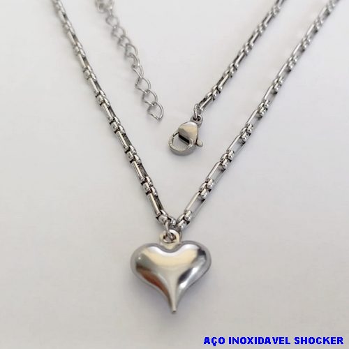 SHOCKER EM AÇO INOXIDAVEL()(BCOL058)LARGURA 2,5MM (TAMANHO 40CM + EXTENSSOR )COM FECHO LAGOSTA AÇO0141