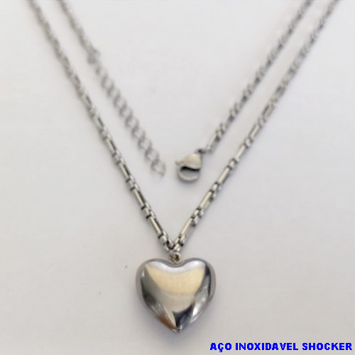 SHOCKER EM AÇO INOXIDAVEL()(BCOL058)LARGURA 2,5MM (TAMANHO 40CM + EXTENSSOR )COM FECHO LAGOSTA AÇO0142