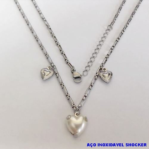 SHOCKER EM AÇO INOXIDAVEL()(BCOL058)LARGURA 2,5MM (TAMANHO 40CM + EXTENSSOR )COM FECHO LAGOSTA AÇO0144