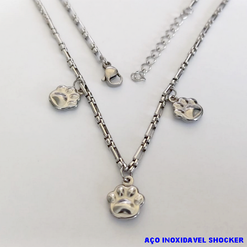 SHOCKER EM AÇO INOXIDAVEL()(BCOL058)LARGURA 2,5MM (TAMANHO 40CM + EXTENSSOR )COM FECHO LAGOSTA AÇO0145