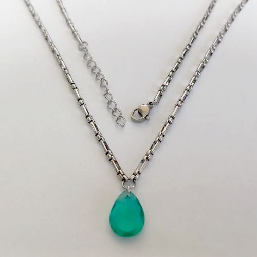 GARGANTILHA EM AÇO INOXIDAVEL()(BCOL058)LARGURA 2,5MM (TAMANHO 50CM + EXTENSSOR )(PEDRA DE ZIRCONIA 10X14) COM FECHO LAGOSTA AÇO0150