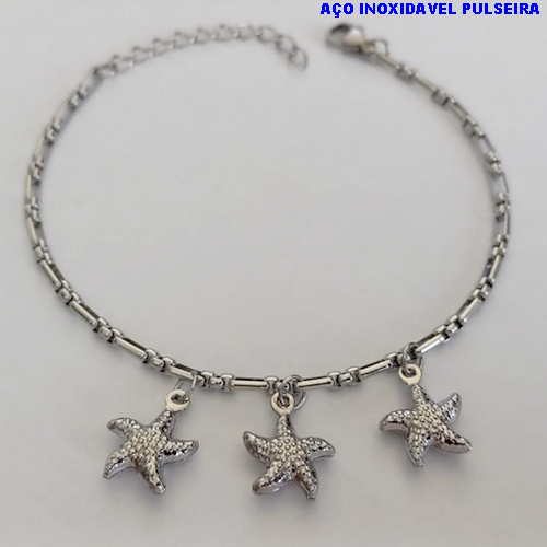 PULSEIRA EM AÇO INOXIDAVEL()(BCOL058)LARGURA 2,5MM (TAMANHO 18CM + EXTENSSOR - COM FECHO LAGOSTA AÇO0153