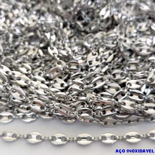 CORRENTE EM AÇO INOXIDAVEL(BCOL067) - LARGURA 5MM (CORRENTE VENDIDA POR METRO ) AÇO0162