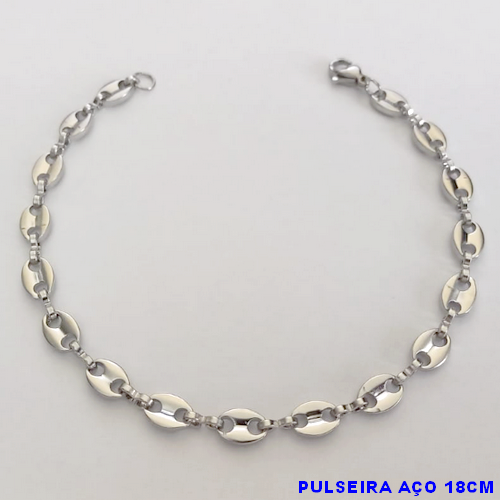 PULSEIRA EM AÇO INOXIDAVEL LARGURA DE 5MM COM FECHO LAGOSTA(BCOL067) ( TAMANHO 22CM ) AÇO0168