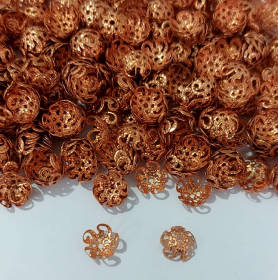 ACESSÓRIO NO BRUTO PRONTO PARA BANHO - " TULIPA " - FLORZINHA BASE PARA PÉROLA - TAMANHO 8MM - (VENDIDO POR UNIDADE) - BRU23962