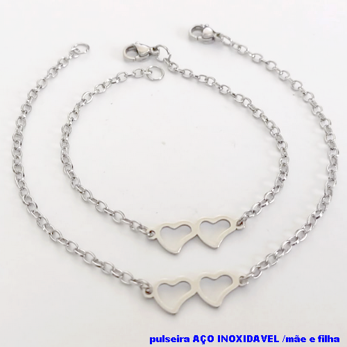 CONJUNTO DE PULSEIRAS EM AÇO INOXIDAVEL(CX150) TAMANHO 19CM / 15CM *( KIT PULSEIRA MÃE E FILHA)*- AÇO0214
