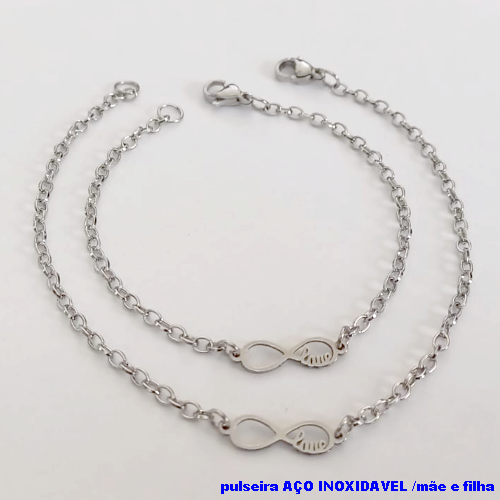 CONJUNTO DE PULSEIRAS EM AÇO INOXIDAVEL(CX150) TAMANHO 19CM / 15CM *( KIT PULSEIRA MÃE E FILHA)*- AÇO0215