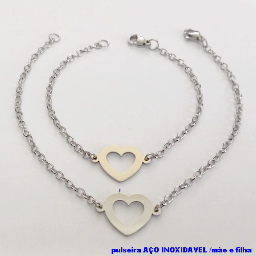 CONJUNTO DE PULSEIRAS EM AÇO INOXIDAVEL(CX150) TAMANHO 19CM / 15CM *( KIT PULSEIRA MÃE E FILHA)*- AÇO0217