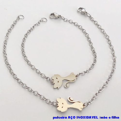 CONJUNTO DE PULSEIRAS EM AÇO INOXIDAVEL(CX150) TAMANHO 19CM / 15CM *( KIT PULSEIRA MÃE E FILHA)*- AÇO0219