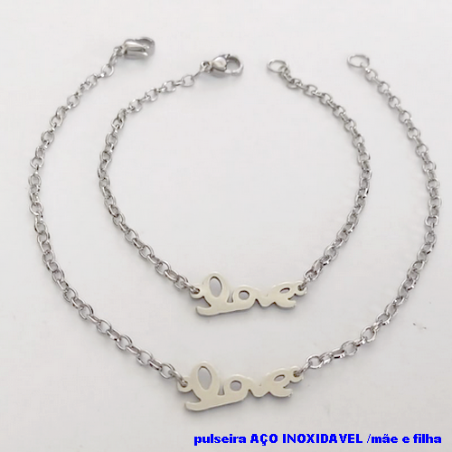 CONJUNTO DE PULSEIRAS EM AÇO INOXIDAVEL(CX150) TAMANHO 19CM / 15CM *( KIT PULSEIRA MÃE E FILHA)*- AÇO0222