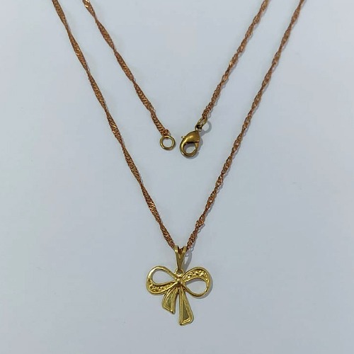 GARGANTILHA NO BRUTO PRONTA PARA O BANHO - (V2985) GARGANTILHA COM CORRENTE SINGAPURA 45CM E PINGENTE LAÇO 14X16MM - PESO: 1,9GR - COMPOSIÇÃO: 100% LATÃO - BRU24020