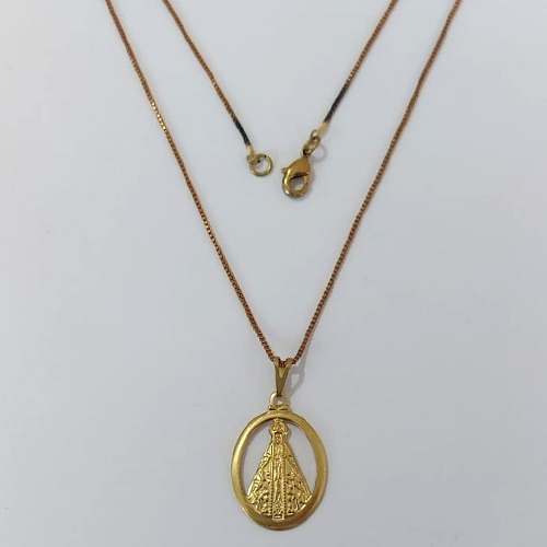 GARGANTILHA NO BRUTO PRONTA PARA O BANHO - GARGANTILHA COM CORRENTE VENEZIANA 45CM E PINGENTE PINGENTE NOSSA SRA APARECIDA 16X20MM (30) - PESO: 4,0GR - COMPOSIÇÃO: 100% LATÃO - BRU24031