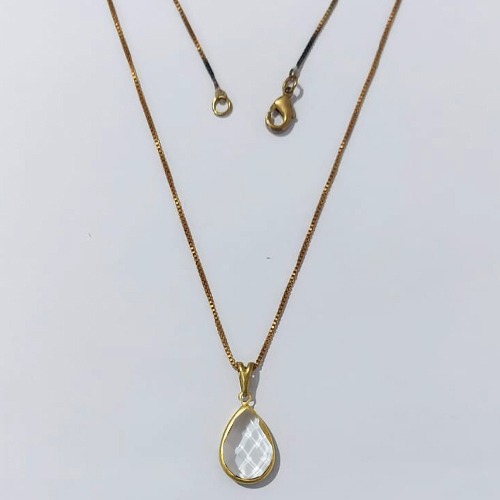GARGANTILHA NO BRUTO PRONTA PARA O BANHO - GARGANTILHA COM CORRENTE VENEZIANA 45CM E PINGENTE 8X12MM (GOTA)COMPOSIÇÃO 70% LATÃO E 30% VIDRO TRANSPARENTE - PESO: 2,4GR - COMPOSIÇÃO: 100% LATÃO - BRU24037