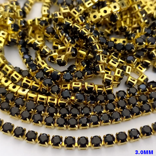 CORRENTE(BAGUETE)EM ZIRCONIA *(VENDIDA POR METRO)* TAMANHO 3MM - 60% LATÃO+ZIRCONIA BRU24083