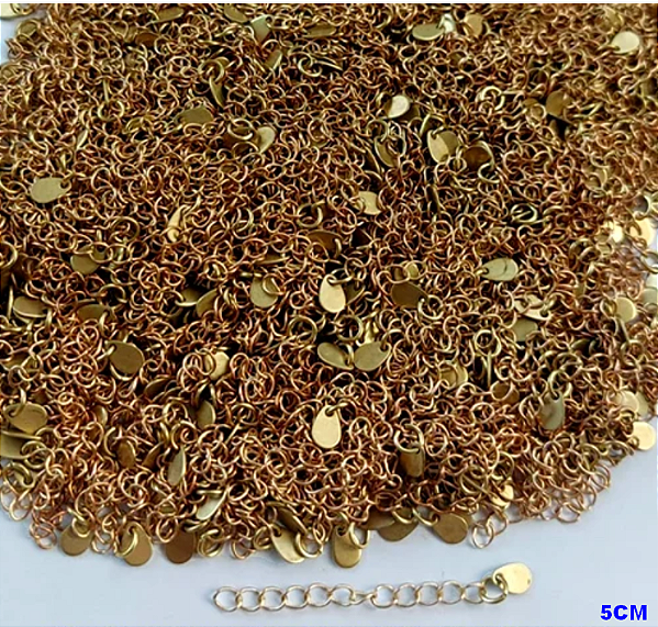 ACESSORIO NO BRUTO PRONTO PARA O BANHO - *(EXTENSOR DE 5CM)* COM PINGENTE GOTA - PESO 0,3GR - BRU24103