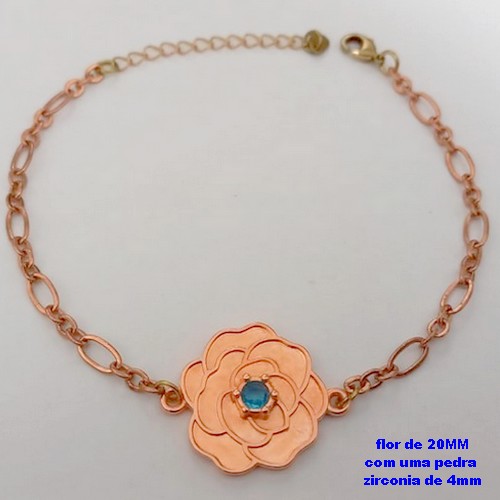 PULSEIRA NO BRUTO PRONTO PARA O BANHO(CRIS)COM FECHO LAGOSTA(CX.171)- UMA FLOR DE 18MM COM UMA PEDRA ZIRCONIA - TAMANHO 19CM+EXTENSOR( PESO 3.8GR - BRU25163