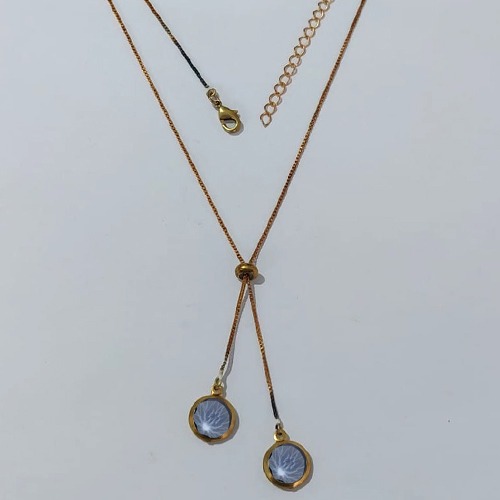 GARGANTILHA NO BRUTO PRONTA PARA O BANHO - GARGANTILHA GRAVATINHA (AJUSTÁVEL) 45CM + EXTENSOR COM PINGENTES DE ZIRCÔNIAS LILÁS 10MM - PESO TOTAL 4,2GR - BRU24158