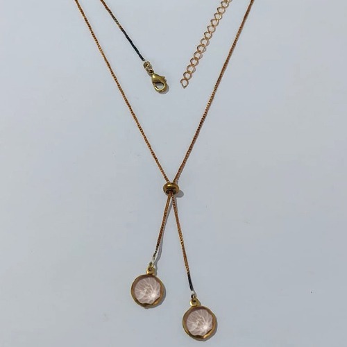 GARGANTILHA NO BRUTO PRONTA PARA O BANHO - GARGANTILHA GRAVATINHA (AJUSTÁVEL) 45CM + EXTENSOR COM PINGENTES DE ZIRCÔNIAS 10MM - PESO TOTAL 4,2GR - BRU24159