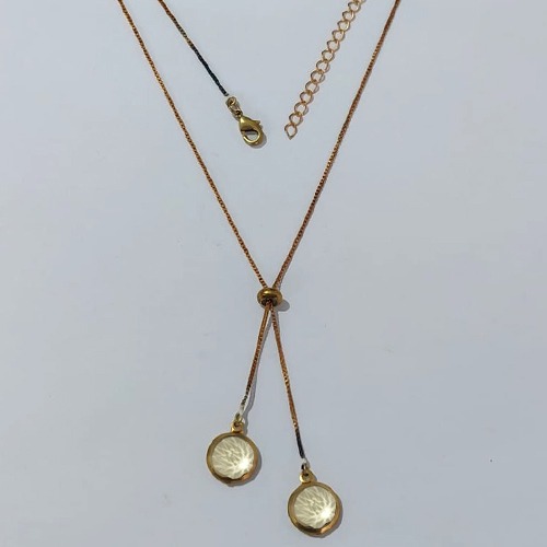 GARGANTILHA NO BRUTO PRONTA PARA O BANHO - GARGANTILHA GRAVATINHA (AJUSTÁVEL) 45CM + EXTENSOR COM PINGENTES DE ZIRCÔNIAS AMARELAS 10MM - PESO TOTAL 4,2GR - BRU24162