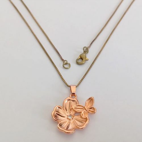 GARGANTILHA NO BRUTO COM CORRENTE VENEZIANA DE 45CM - PRONTO PARA O BANHO(CRIS)- (CX.152) - FLOR DE 18MM COM UMA PEDRA ZIRCONIA - ( PESO 3.9GR - BRU24126