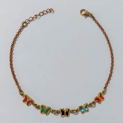 PULSEIRA NO BRUTO PRONTA PARA O BANHO - (CX.12) PULSEIRA BORBOLETAS COLORIDAS - TAMANHO 18CM + EXTENSOR - PESO 1,9GR- BRU24125