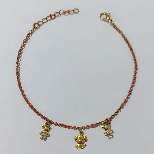 PULSEIRA NO BRUTO PRONTA PARA O BANHO - (CX.12) PULSEIRA COM URSINHOS COM MICROS ZIRCÔNIAS - TAMANHO 18CM + EXTENSOR - PESO 2,5GR- BRU24169