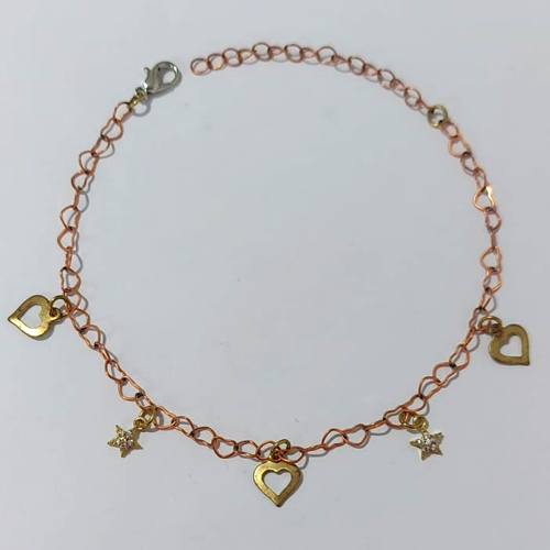 PULSEIRA NO BRUTO PRONTA PARA O BANHO - (CX.12) PULSEIRA COM CORAÇÕES VAZADOS E ESTRELAS COM MICROS ZIRCÔNIAS - TAMANHO 18CM + EXTENSOR - PESO 1,9GR- BRU24172