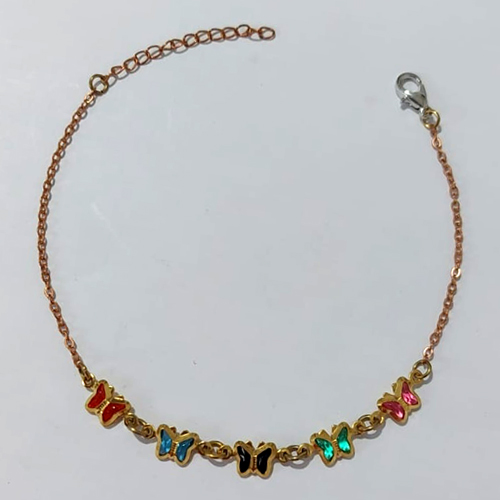 PULSEIRA NO BRUTO PRONTA PARA O BANHO - (CX.12) PULSEIRA BORBOLETAS COLORIDAS - TAMANHO 18CM + EXTENSOR - PESO 1,9GR - BRU24176