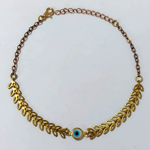 PULSEIRA NO BRUTO PRONTA PARA O BANHO - (CX.12) PULSEIRA ESCAMAS COM OLHO GREGO - TAMANHO 18CM + EXTENSOR - PESO 2,7GR - BRU24178