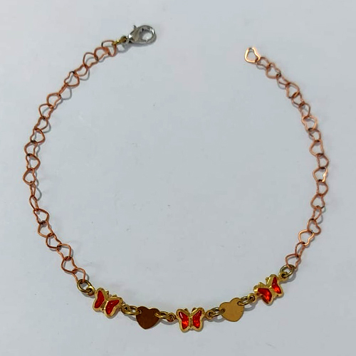 PULSEIRA NO BRUTO PRONTA PARA O BANHO - PULSEIRA COM BORBOLETAS VERMELHAS E CORAÇÕES - TAMANHO 20CM - PESO 1,6GR - BRU24179