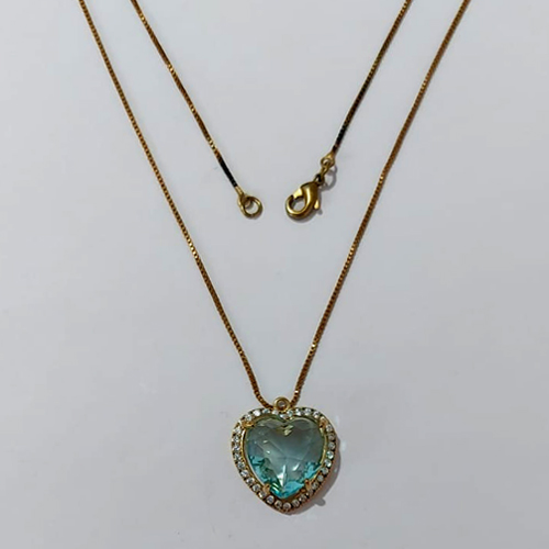 GARGANTILHA NO BRUTO PRONTA PARA O BANHO - GARGANTILHA COM CORRENTE VENEZIANA 45CM - PINGENTE COM BASE CORAÇÃO CRAVEJADO EM MICRO ZIRCÔNIAS CRISTAIS E PEDRA EM ZIRCÔNIA AZUL 15X15MM - PESO TOTAL 6,6GR - COMPOSIÇÃO: LATÃO / ZIRCÔNIA - BRU24195