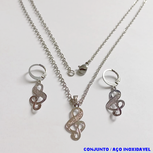 CONJUNTO EM AÇO INOXIDAVEL COM *(ARGOLINHA DE PRESSÃO)* )COM CORRENTE DE 50CM - CX151)( TAMANHO DO PINGENTE FLOR 1MM- AÇO0296